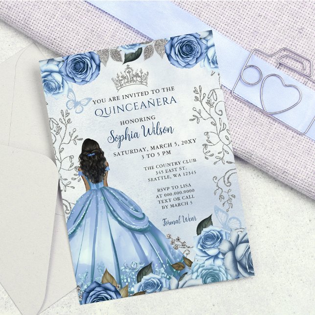 Orçamento Dusty Blue Silver Princesa Quinceañera (Criador carregado)
