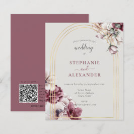 Orçamento Dusty Plum Floral Casamento QR Código Co