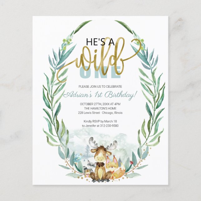 Orçamento Ele é um convite de aniversário selvagem (Frente)