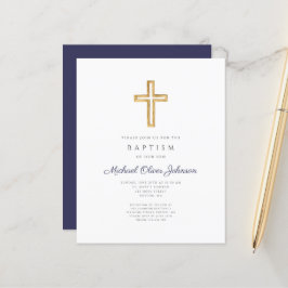 Orçamento Elegante Azul Marinho Cruz Menino Batism