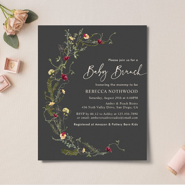 Orçamento Elegante Boho Cinza Wildflower Baby Brun (Criador carregado)