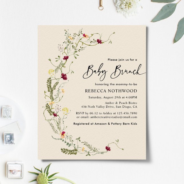 Orçamento Elegante Boho Wildflower Wreath Baby Bru (Criador carregado)