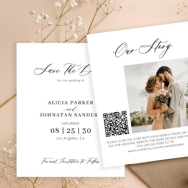 Orçamento elegante código QR foto casamento salvar (Criador carregado)
