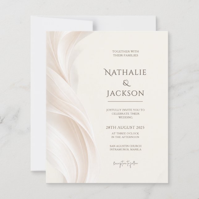 ORÇAMENTO Elegante Convite de Casamento em Marfim  (Frente)