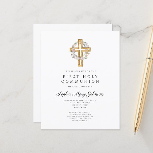 Orçamento Elegante Floral Wreath Cross Primeira Co (Frente/Verso In Situ)