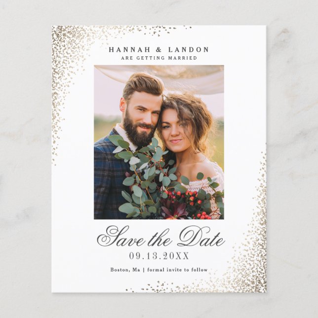 Orçamento Elegante Foto Casamento Save The Date (Frente)