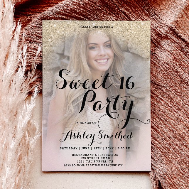 orçamento elegante para fotos com brilho claro - 1 (light gold glitter elegant photo budget Sweet 16)