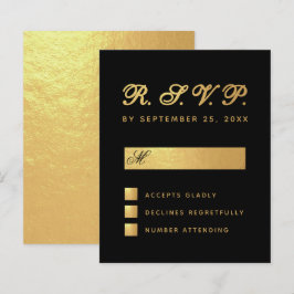 Orçamento Elegante RSVP de Casamento Preto Dourado