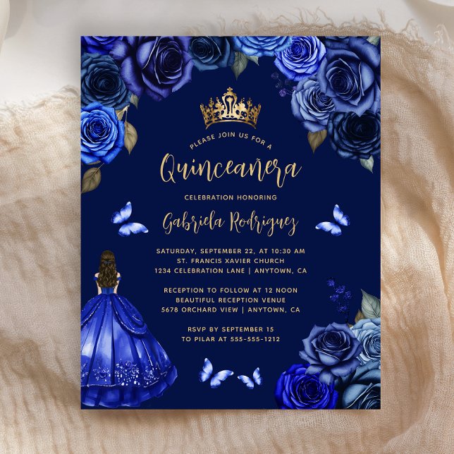 Orçamento Escuro Azul Real Floral Princesa Quincea (Criador carregado)