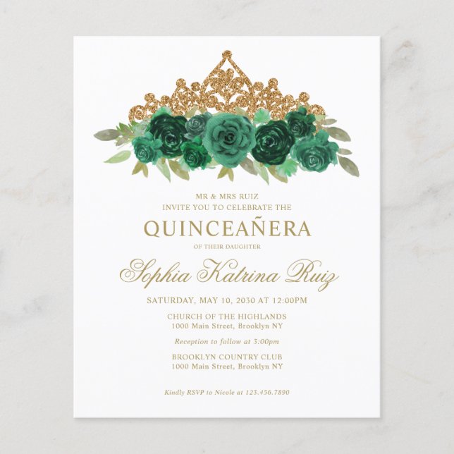 Orçamento Esmerald Verde Tiara Quinceañera (Frente)
