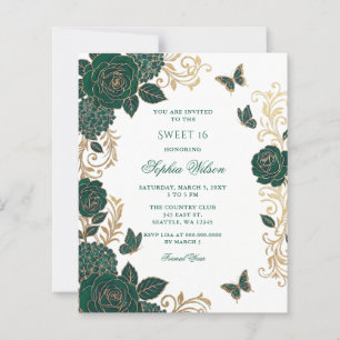 Orçamento Esmeralda Dourado Floral Borboleta Doce 