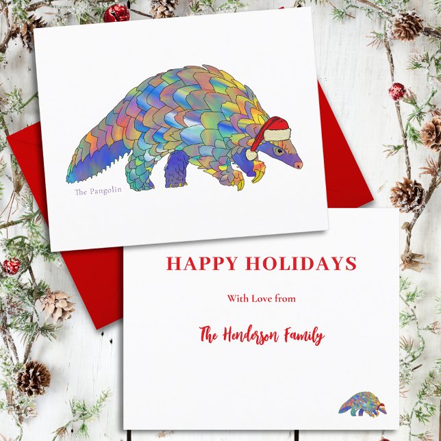 Orçamento Espécie Ameaçada Fofa Pangolim Natal (Christmas pangolin custom holiday greetings budget card)