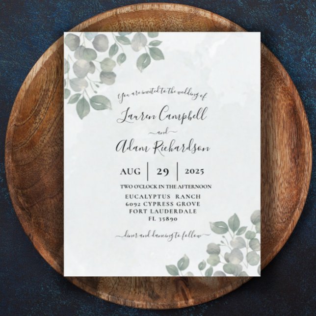 Orçamento Eucalipto Aquarela verde sage Casamento (Criador carregado)