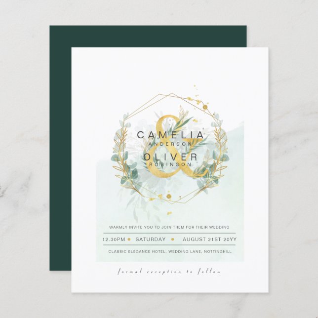 ORÇAMENTO Eucalipto Verde Dourado Casamento QR COD (Frente/Verso)