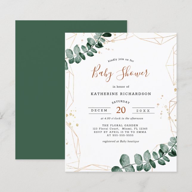 Orçamento Eucalyptus | Chá de fraldas verde (Frente/Verso)