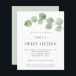 Orçamento Eucalyptus Doce 16 Aniversário Convidar<br><div class="desc">Um valor para o alternativo do ORÇAMENTO em tamanho menor de 4, 5 x 5, 6" de semirbrilho de 110 lbs, que é de espessura semelhante a um cartão postal (no entanto, não é adequado para uso como cartão postal). POR FAVOR, OBSERVE QUE HÁ UM convite por folha. Orçamento Eucalyptus...</div>