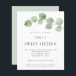 Orçamento Eucalyptus Doce 16 Aniversário Convidar<br><div class="desc">Um valor para o alternativo do ORÇAMENTO em tamanho menor de 4, 5 x 5, 6" de semirbrilho de 110 lbs, que é de espessura semelhante a um cartão postal (no entanto, não é adequado para uso como cartão postal). POR FAVOR, OBSERVE QUE HÁ UM convite por folha. Orçamento Eucalyptus...</div>