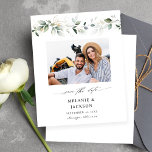 Orçamento Eucalyptus Glow Foto Salvar Data 2<br><div class="desc">** SATIN PAPER É PAPEL FINO. ATUALIZE O PAPEL PARA OBTER UM PAPEL MAIS ESPESADO. TEM UMA OPÇÃO PARA ENVELOPES. *** Economize dinheiro em convites formais com este convite menor que tem uma opção para envelopes. Prepare seus convidados para o maravilhoso casamento com seus Cartões salve a data de Foto...</div>