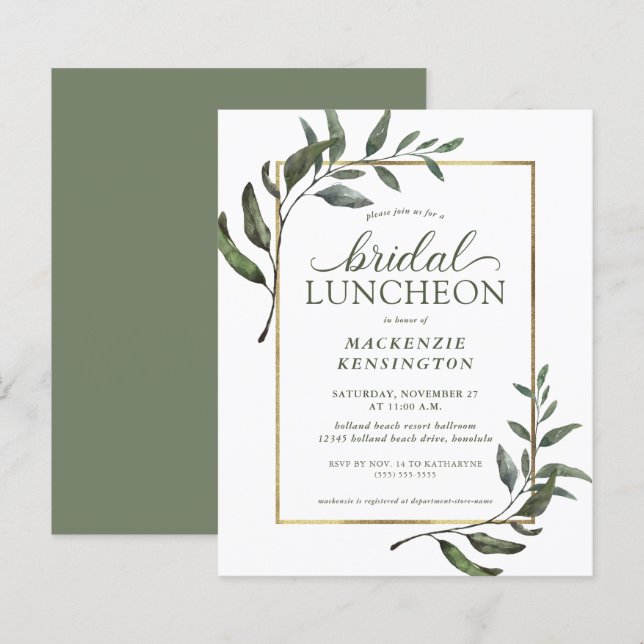 Orçamento Eucalyptus Greenery Chá de panela Lunche (Frente/Verso)