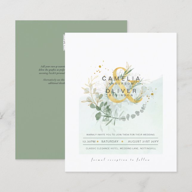 ORÇAMENTO Eucalyptus Greenery Dourado Casamento CÓ (Frente/Verso)
