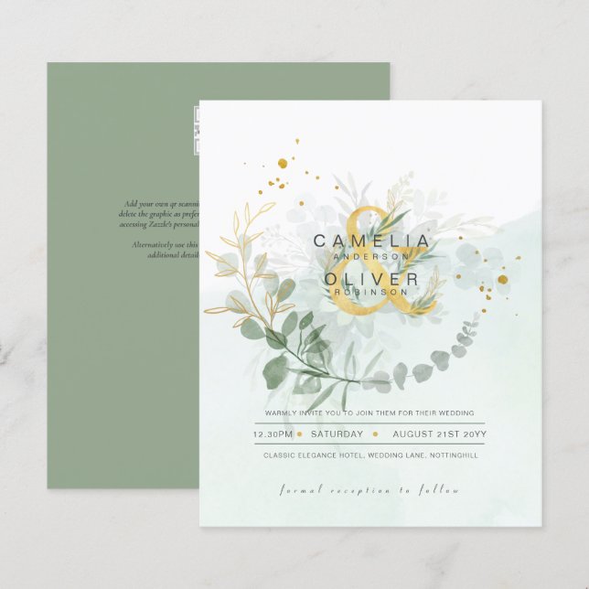 ORÇAMENTO Eucalyptus Greenery Dourado Casamento CÓ (Frente/Verso)