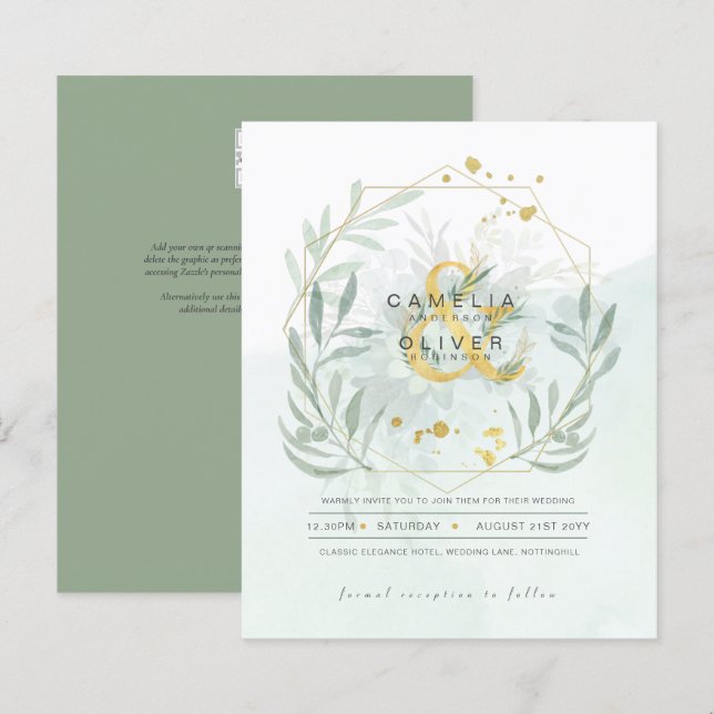 ORÇAMENTO Eucalyptus Greenery Dourado Casamento CÓ (Frente/Verso)