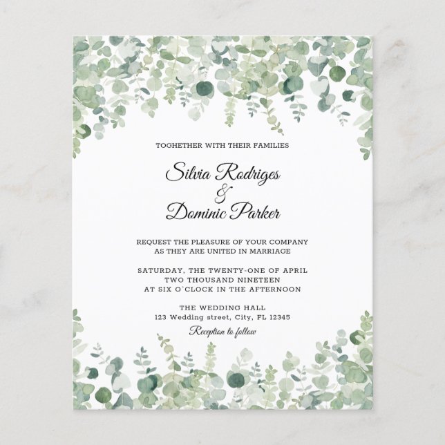 Orçamento Eucalyptus Greenery Wedding Flyer (Frente)