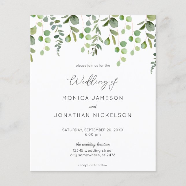 Orçamento Eucalyptus Greenery Wedding Flyer (Frente)