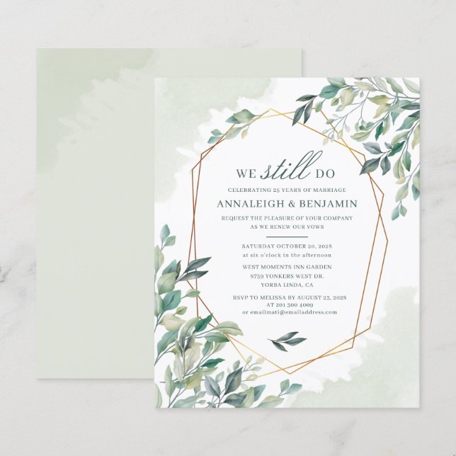 Orçamento Eucalyptus Greenery Wedding Vow Renewal (Frente/Verso)
