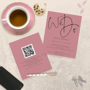 Orçamento Fazemos Dusty Rosa QR Convite de casame