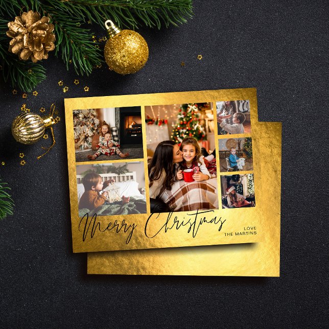 Orçamento Feliz Natal Faux Gold Foil Multi Foto (Criador carregado)