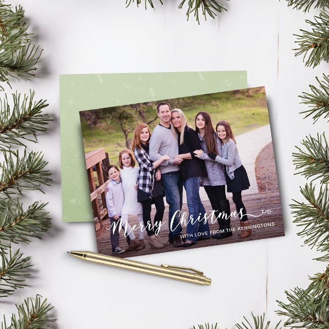 Orçamento Feliz Natal Feriado Manuscrito (Budget Merry Christmas Handwritten Holiday Photo Christmas Card)