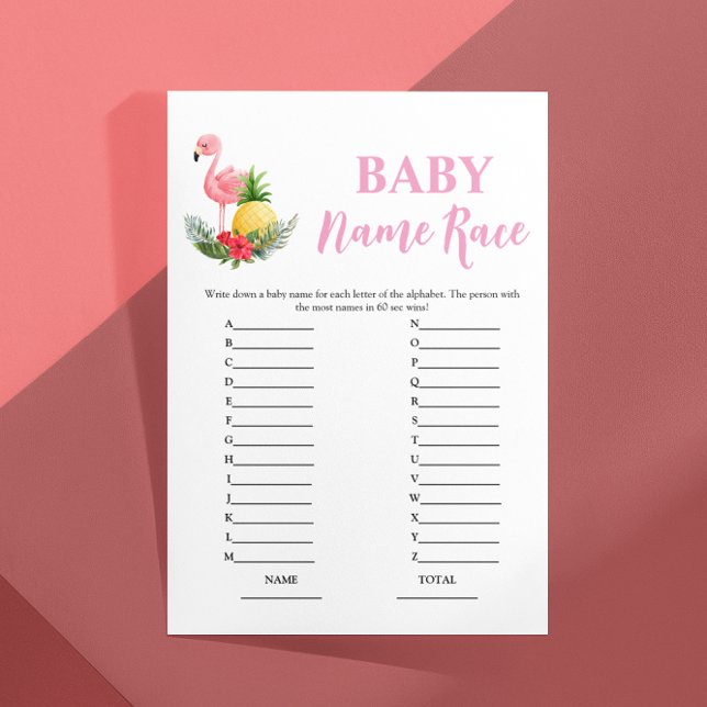 Orçamento Flamingo Baby Name Race Chá de fraldas J (Criador carregado)