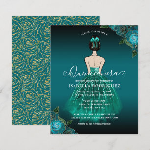 Orçamento Floral Azul Princesa Dourada Quinceañera