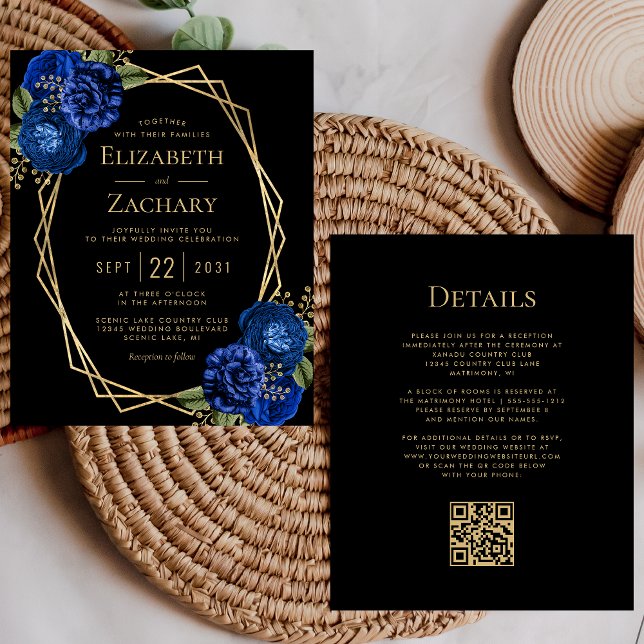 Orçamento Floral Azul Real Código QR Casamento Pre (Criador carregado)