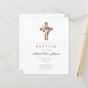 Orçamento Floral Boho Cross Baptism Convite