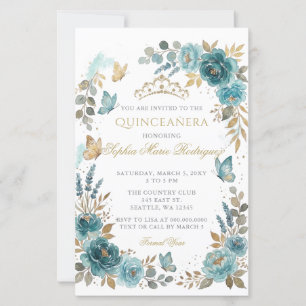 Orçamento Floral Borboleta Azul Dourado Quinceañer
