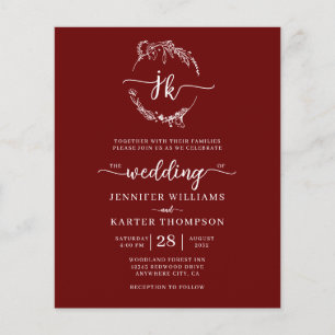 ORÇAMENTO Floral Borgonha Vermelho Monograma Foto 