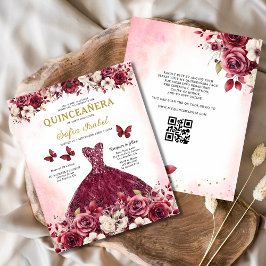 Orçamento Floral Burgundy Código QR Quinceanera
