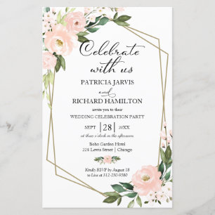 Orçamento Floral Casual Convite de Casamento 5.5x8