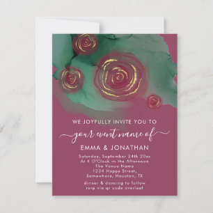 Orçamento Floral Código QR Rosa Dourado Berry Rosa