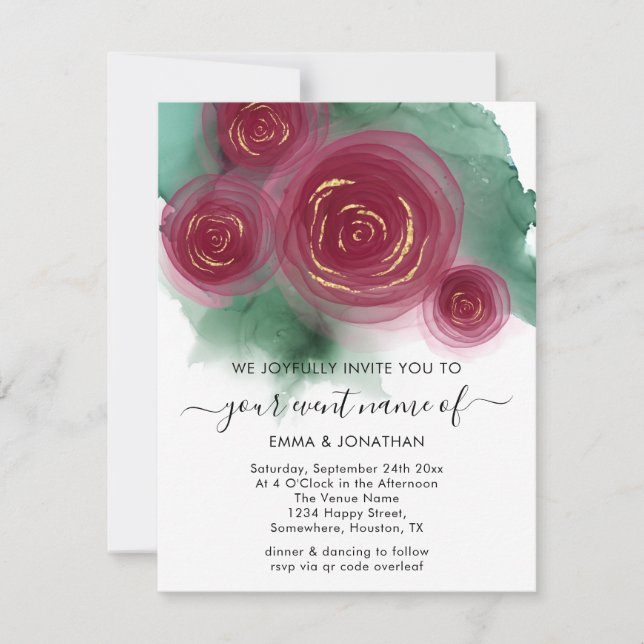 Orçamento Floral Código QR Rosa Dourado Marsala Wh (Frente)