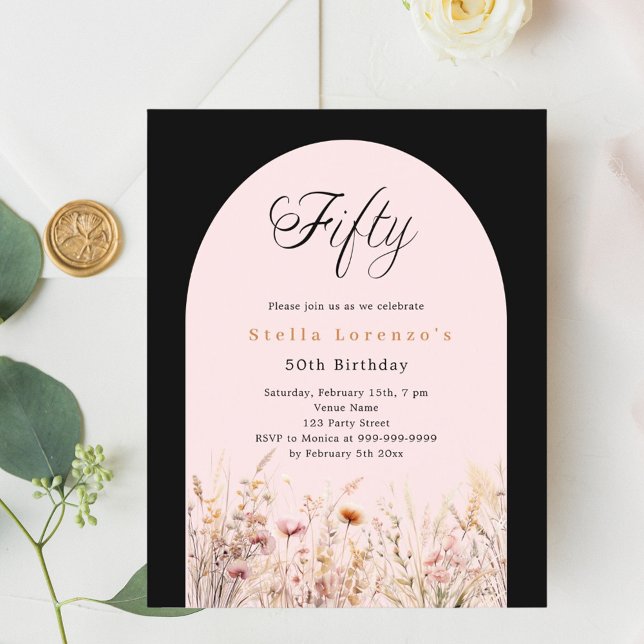 Orçamento floral de flor rosa-preta 50 anos (Criador carregado)