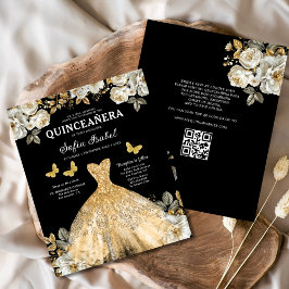 Orçamento Floral Dourado Código QR Princesa Quince