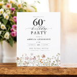Orçamento Floral Floral 60º Aniversário Convite<br><div class="desc">Celebre em estilo com um convite de 60 anos para a caligrafia floral do jardim, perfeito para um evento de marco. Com designs florais vibrantes e caligrafia elegante, este convite dá um tom caprichoso mas sofisticado para a sua celebração. O tema do jardim exuberante combina beleza natural com uma tipografia...</div>