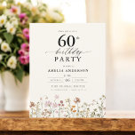 Orçamento Floral Floral 60º Aniversário Convite<br><div class="desc">Celebre em estilo com um convite de 60 anos para a caligrafia floral do jardim, perfeito para um evento de marco. Com designs florais vibrantes e caligrafia elegante, este convite dá um tom caprichoso mas sofisticado para a sua celebração. O tema do jardim exuberante combina beleza natural com uma tipografia...</div>