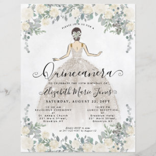 Orçamento Floral Ivory White Princesa Quinceanera