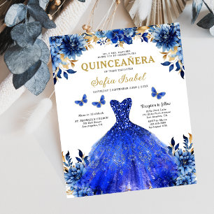 Orçamento Floral Real Princesa Azul Quinceanera