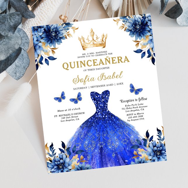 Orçamento Floral Real Princesa Azul Quinceanera (Criador carregado)