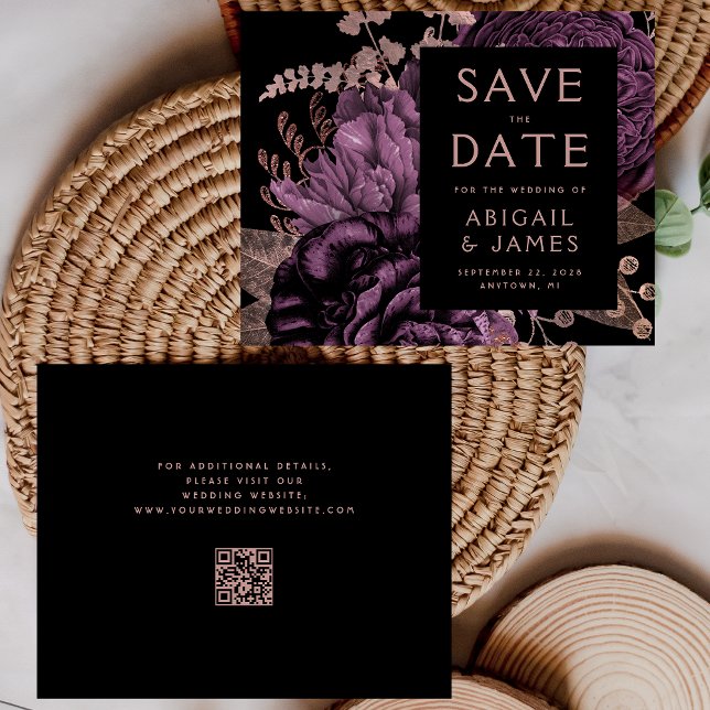 Orçamento Floral Rosa Roxo Dourado Código QR Salva (Criador carregado)
